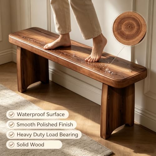 Entryway Bench, Solid Wood Bench, Wooden Shoe Bench for Entryway, Farmhouse E...