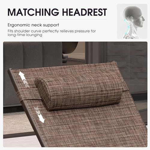 PURPLE LEAF Patio Pool Chaise Lounge Set of 3 Bronze Aluminum Chair, Brown | ...