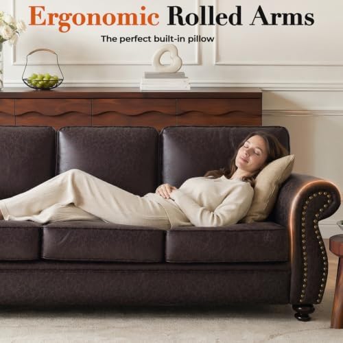 Couchus 88" W Living Room Furniture Sets, 3-Seater&Loveseat, Brown |...