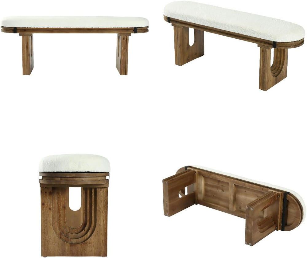 LITTLE TREE Solid Wood Bench, 47.24" End of Bed Bench, Entryway Bench wi...