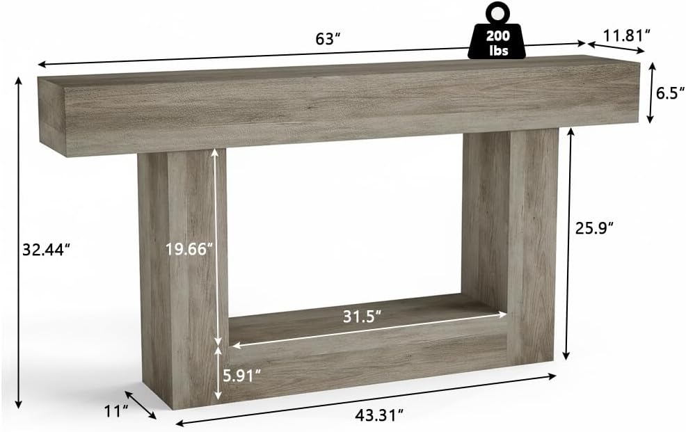 Spaco 63'' Long Console Table,2 Tier Farmhouse Entryway Table Sofa Ta...