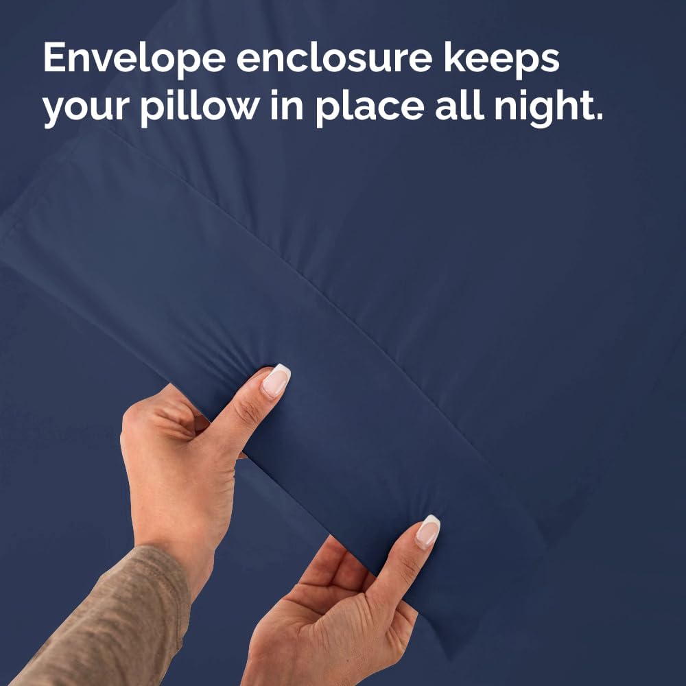 Standard Pillow Cases - 4 Pack - Super Soft Pillowcase Covers - Envelope Enclosure - Hotel Quality Pillow Protectors - Wrinkle Free, Shrink & Stain Resistant - Machine Washable - 20" x 26" (Navy Blue)