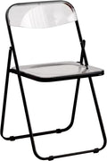 Acrylic Folding Chairs, Clear Foldable and Stackable, PVC Plastic Panel & Metal Frame, for Outside Inside(Black)
