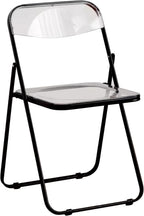 Acrylic Folding Chairs, Clear Foldable and Stackable, PVC Plastic Panel & Metal Frame, for Outside Inside(Black)