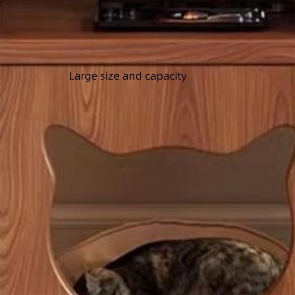 Round End Table with Cat Nest Nightstand Side Table with Storage Bedside Tabl...