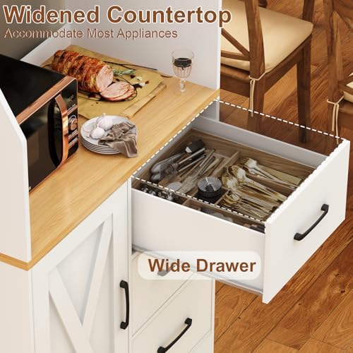 DreamDashio Pantry Cabinet with Adjustable Shelves and 3 Drawers, Tall Kitche...