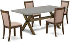 East West Furniture X797MZ716-5 5 Piece Kitchen Table Set for 4 Includes a Rectangle Dining Room Table with X-Legs and 4 Dark Khaki Linen Fabric Upholstered Chairs, 40x72 Inch, Multi-Color