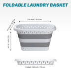 Collapsible Plastic Laundry Basket with Handles, 32L Foldable Large-Capacity Laundry Hamper, Pop Up Storage Organizer, Space Saving Hamper (32L / 8.45 Gallon, Grey)