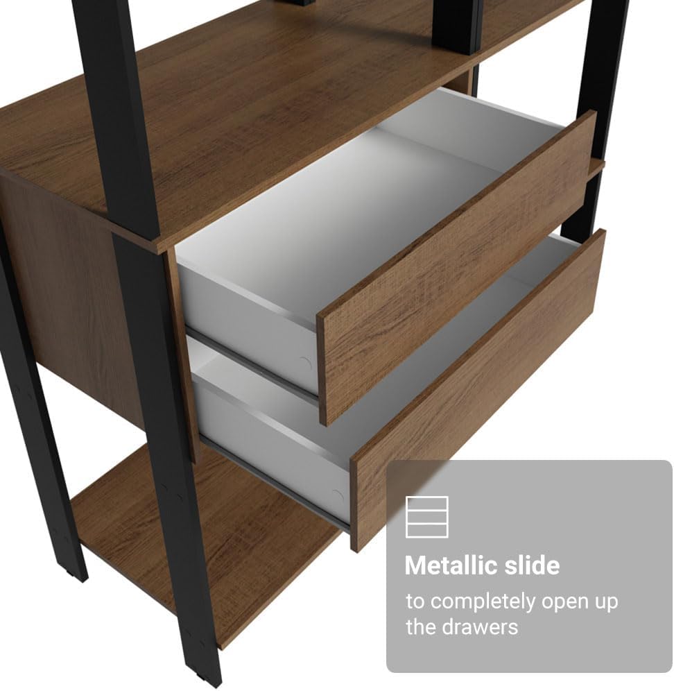 Madesa Kitchen Pantry Storage Rack with 2 Drawers, 7 Shelves and Hanging Spac...