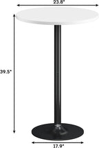 Flamaker Round Bistro Pub Table Modern Style Metal Base MDF Top Cocktail Bar Table Counter Bar Height for Pub, Dining Room, Party (2, White-Black)