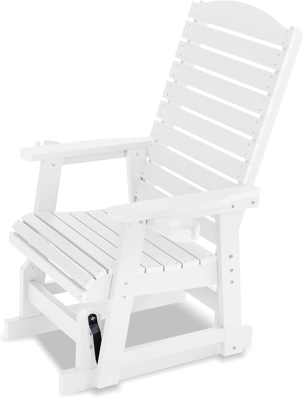 Poly Lumber Patio Glider with Cup Holders, High Backrest and Deep Contoured S...