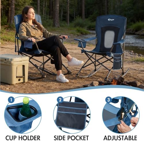 Portal Folding Outdoor Rocking Camping Chair, 350LBS Portable Rocker | 10s Fo...