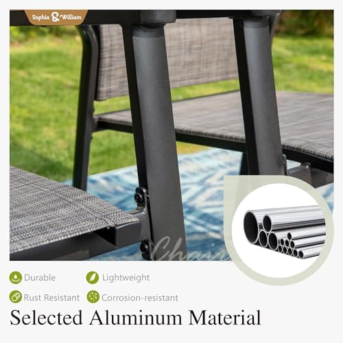 Sophia & William Round Patio Dining Set for 6 with Aluminum Chairs, Grey