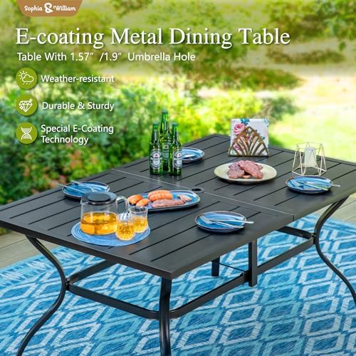 Sophia & William Patio Dining Set for 6 w/Swivel Textilene Chairs, Blue
