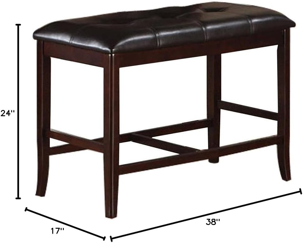 Poundex Counter Height Dining Bench in Deep Brown Finish