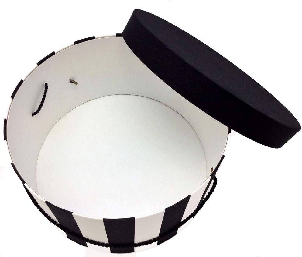 Sarah's Hat Boxes Classic Wide Stripe Hat Box – 11" x 5.5" (Dia. x Ht.) Handmade in USA – Odorless Non-Toxic Adhesive, Cording Handle – Premium Storage for Hats & Accessories