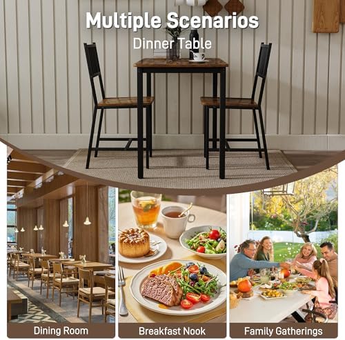 3-Piece Dining Table Set for 2, Space-Saving Kitchen Table Set for Small Spac...