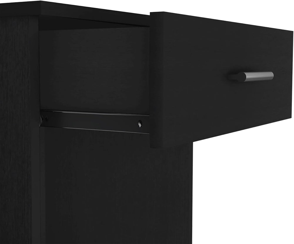 Nightstand 21" H, One Drawer, Low Shelf, Superior Top, Black,for Small S...