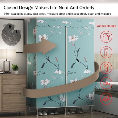 Canvas Wardrobe,Four-Column Portable Wardrobes for Bedroom,Closet Organizers ...