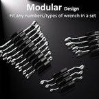 80 pcs MAGNETIC Modular Wrench Organizers for Tool Drawers - Wrench Rack with Metric & SAE Labels, Perfect Tool Storage Holder. Gift for father, brother and boyfriend (With Magent) (Black)