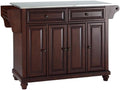 Pemberly Row Modern Wood Kitchen Island in Mahogany/Silver