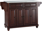 Pemberly Row Modern Wood Kitchen Island in Mahogany/Silver