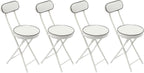LOYALHEARTDY 4 Pcs Folding Stool, 18.9 in Cushioned Padded Folding Stool Portable Bar Stool with Back for Camping Kitchen Home Office (White)