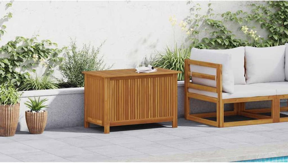 Wooden Patio Storage Box, Garden Tools Box Container, 35.4"x19.7"x2...