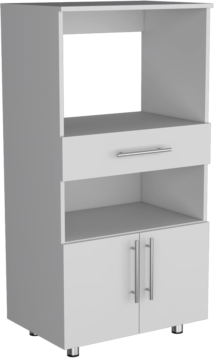 Pantry Cabinet with Microwave Stand, Multi-Functional Design Featuring a Draw...