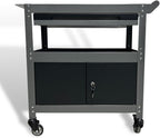 3 Tier Steel Rolling Cart for Tool Organizer, Industrial Grade Utility Service Carts with Drawer & Storage Lockable Cabinet, for Workshop Repair Shop Garage