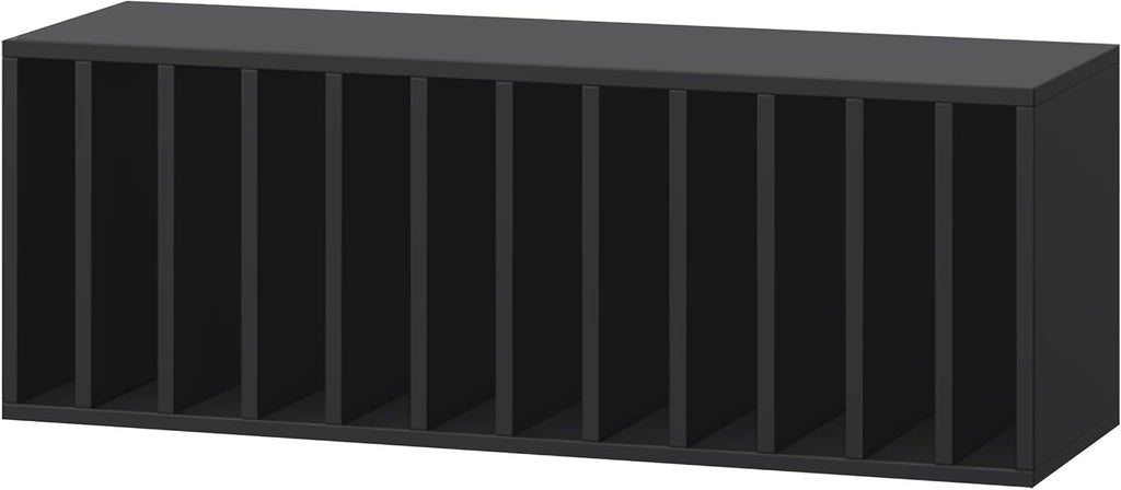 IOTXY DIY Modular Cube Bookcase - CubeXY Customizable Stackable Expandable Basic Shelving Units, 12-Cube Wooden Open Bookshelf with Removable Shelves for Vinyl Record Storage Organizer, Black