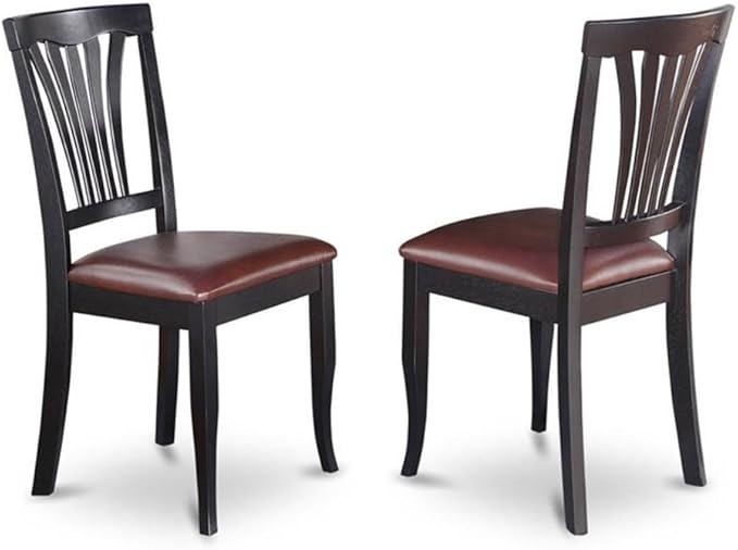 East West Furniture LGAV9-BLK-LC 9 Piece Dining Set Includes a Rectangle Dining Room Table with Butterfly Leaf and 8 Faux Leather Upholstered Chairs, 42x84 Inch, Black