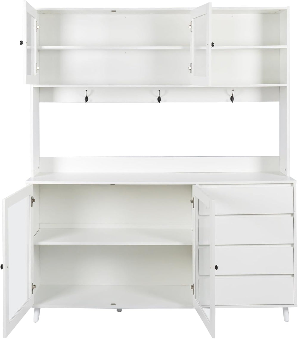 roomfitters 63" Large Kitchen Hutch Cabinet, Freestanding Pantry Cupboar...