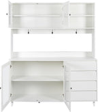 roomfitters 63" Large Kitchen Hutch Cabinet, Freestanding Pantry Cupboard with 4 Doors, 4 Drawers & Microwave Shelf, White