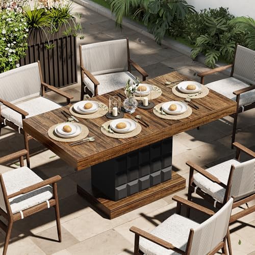 LITTLE TREE 63" Modern Dining Table, Rectangular Dinner Table for 4-6, F...