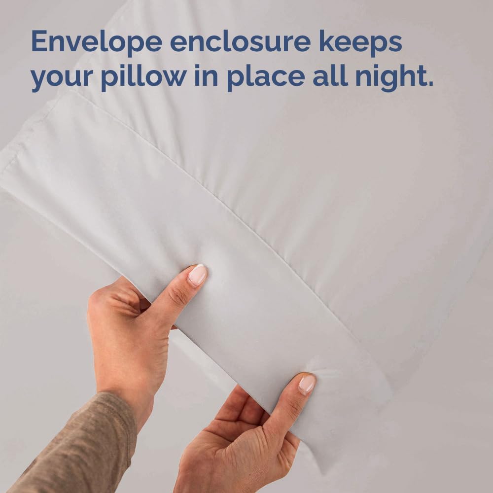 Standard Pillow Cases - 2 Pack - Super Soft Pillowcase Covers - Envelope Enclosure - Hotel Quality Pillow Protectors - Wrinkle Free, Fade & Stain Resistant - Machine Washable - 20" x 26" (Light Grey)