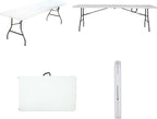 COSCO Fold-in-Half Banquet Table w/Handle, 8ft, White