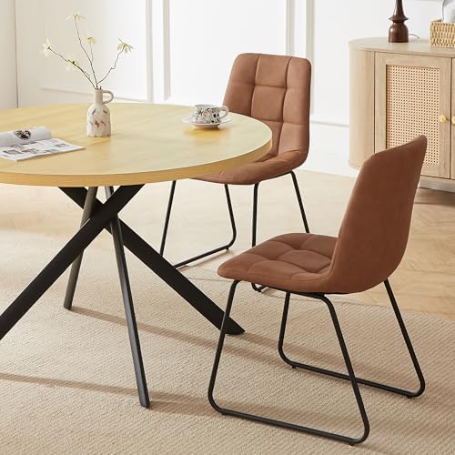 HIPIHOM 45.3 Inch Round Dining Table Set for 4, Mid Century Modern Small Kitc...