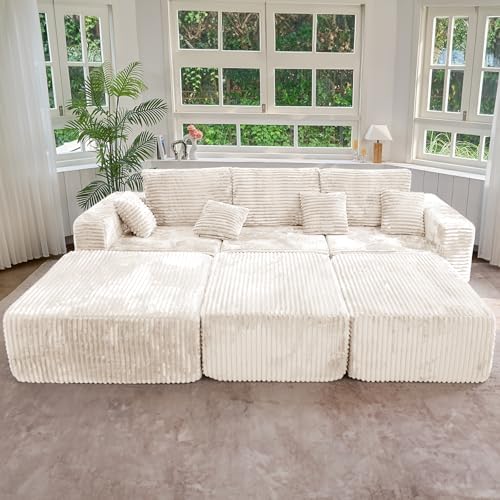 113" Modular Sectional Sofa Bed, Convertible Cloud Couches for Living Ro...