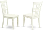 East West Furniture ANLG3-LWH-W 3 Piece Dining Table Set for Small Spaces Contains a Round Kitchen Table with Pedestal and 2 Dining Chairs, 36x36 Inch, Linen White