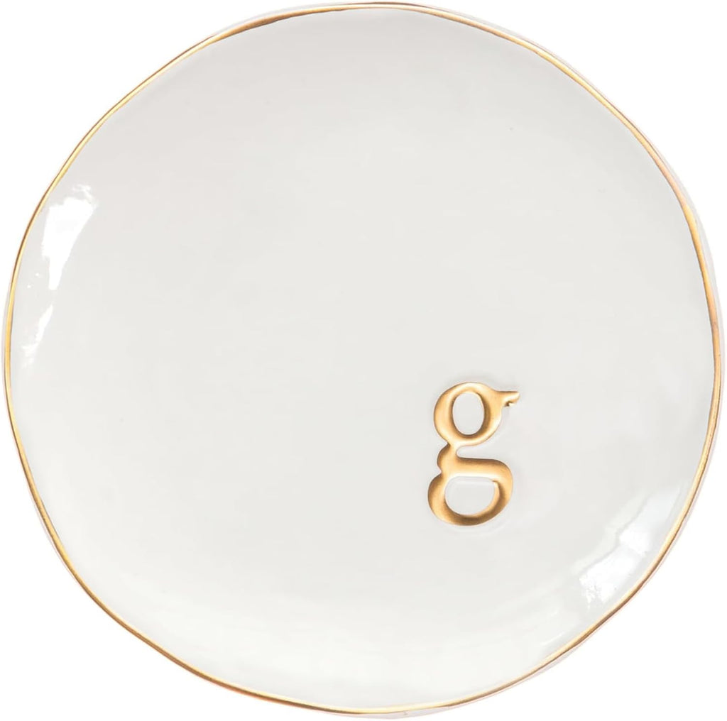 COLLECTIVE HOME - Ceramic Jewelry Tray, Decorative Trinket Dish for Rings Earrings Necklaces Bracelet Watch Keys, Birthday Mother's Day Christmas Gift for Women, 4.75", Glossy (g)