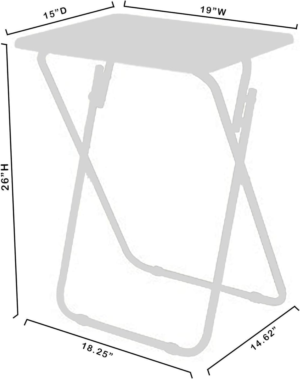 Folding TV Tray Tables, for Small Space, Black, Set of 2 | 19" X 15&quot...