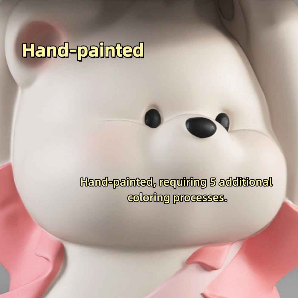 Cute Resin Bear Side Table with MDF Desktop, Modern and Simple Bedside Table,...