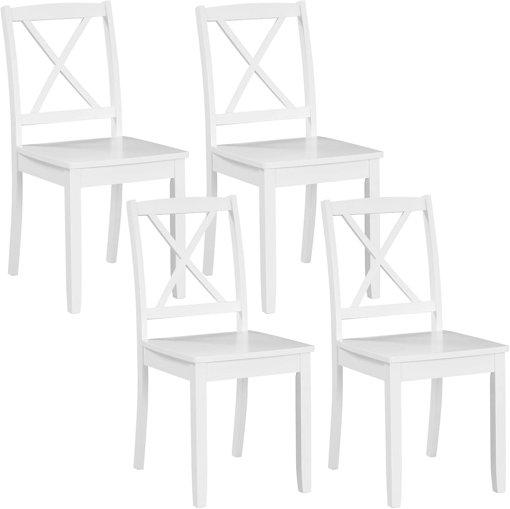 GIANTEX Wood Dining Chairs Set of 4 White, Armless Kitchen Chair w/Rubber Woo...