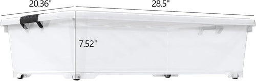 3 Packs 50 Liter Under Bed Storage Container with Wheels, Plastic Clear Under the Bed Organizer Bins with Lids