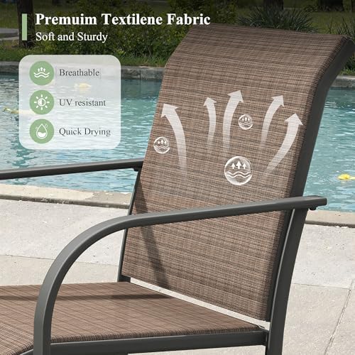 3 Pieces Outdoor Dining Set, Stackable Textilene Paito Chairs & 27.5&quot...