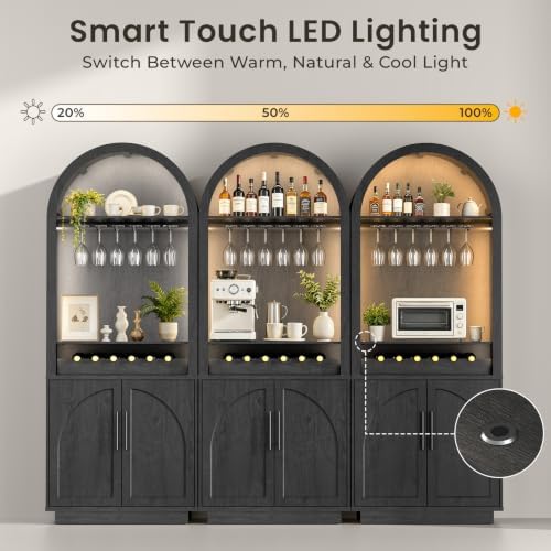 Fatmok Modular Entertainment Center & Coffee Bar with LED Lighting,Chargi...
