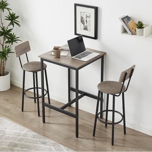 GNIXUU 3-Piece Small Bar Table and Chairs Set, Bar Set with Square Table and ...