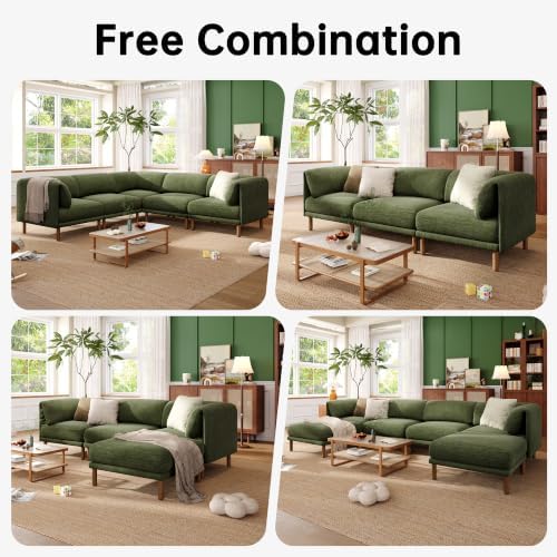 Cloud Sectional Couches for Living Room,Modular Sectional Sofa,Green | V-Shap...