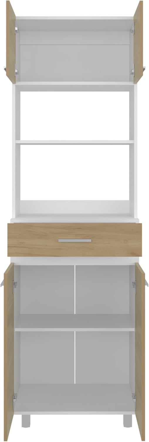 24" Beggs Kitchen Pantry, 4 Doors, 1 Drawer, 4 Legs, 4 Shelves, Natural ...